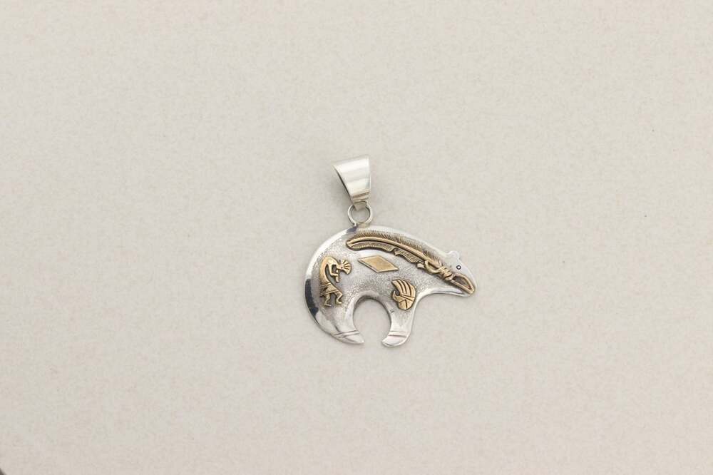 Sterling Silver & 12k Gold Fill Bear Pendant Only - Mark Yazzie Native American - Picture 6 of 6